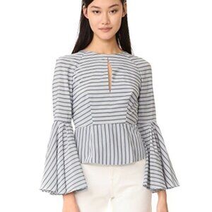 Milly Luna white/navy silk/cotton striped top
